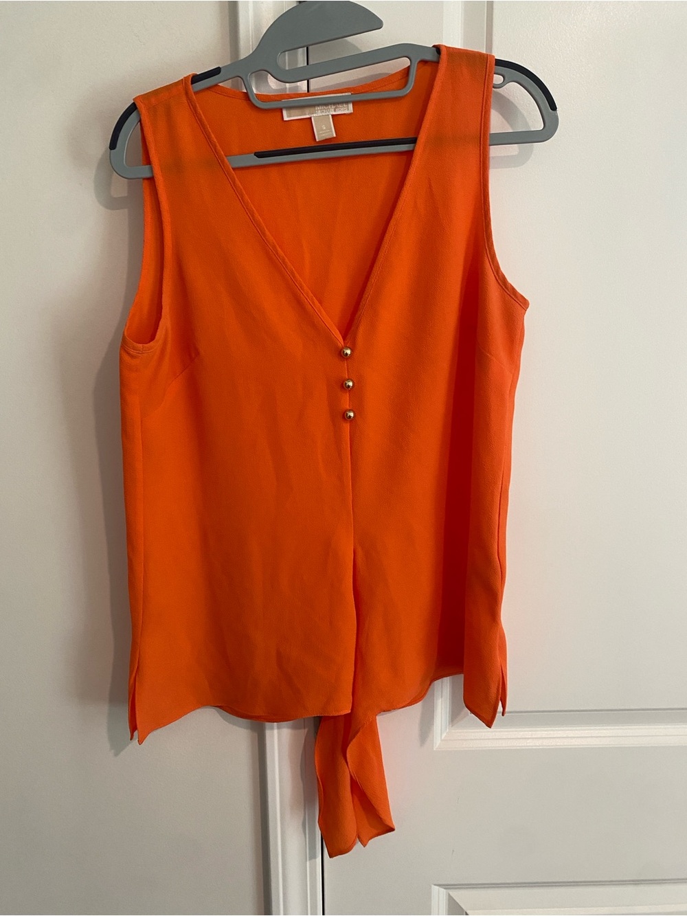 Michael Kors Orange V-Neck Sleeveless Cami with Front Button Detail